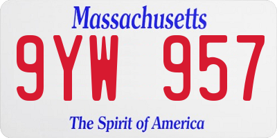 MA license plate 9YW957
