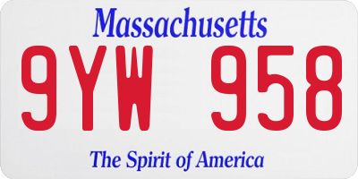 MA license plate 9YW958