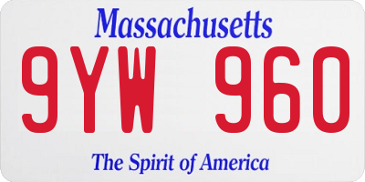 MA license plate 9YW960