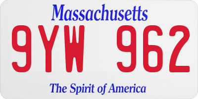 MA license plate 9YW962