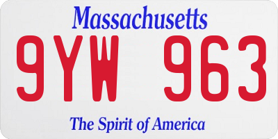 MA license plate 9YW963