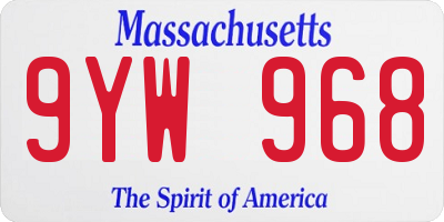 MA license plate 9YW968