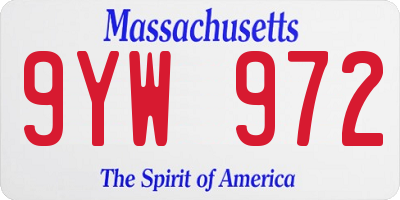 MA license plate 9YW972