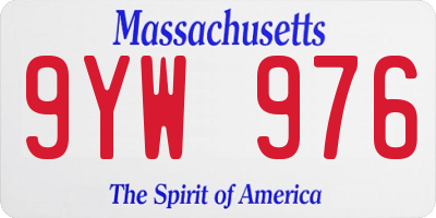MA license plate 9YW976