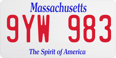 MA license plate 9YW983