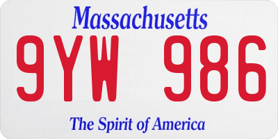 MA license plate 9YW986