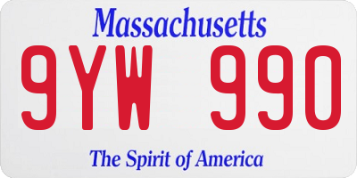 MA license plate 9YW990