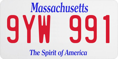MA license plate 9YW991