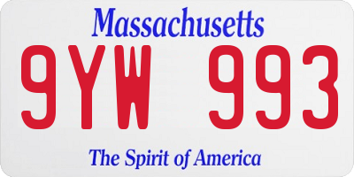 MA license plate 9YW993