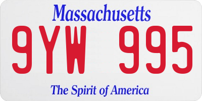 MA license plate 9YW995