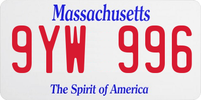 MA license plate 9YW996