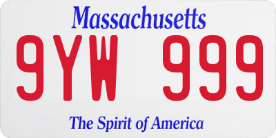 MA license plate 9YW999