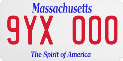 MA license plate 9YX000