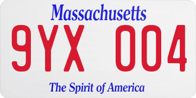 MA license plate 9YX004