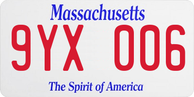 MA license plate 9YX006