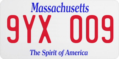 MA license plate 9YX009