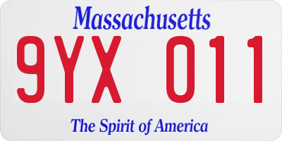 MA license plate 9YX011