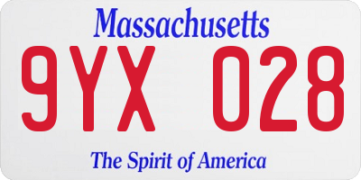 MA license plate 9YX028