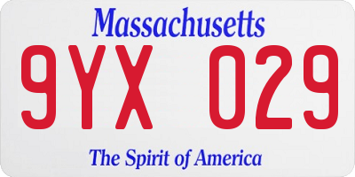 MA license plate 9YX029