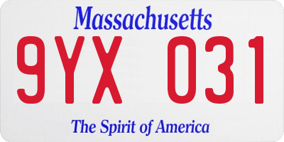 MA license plate 9YX031