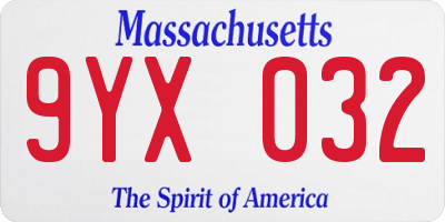 MA license plate 9YX032