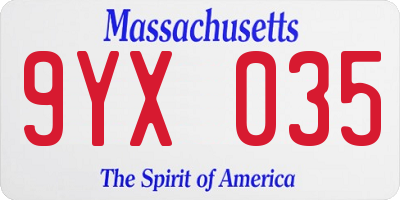 MA license plate 9YX035
