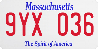 MA license plate 9YX036