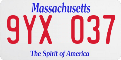 MA license plate 9YX037
