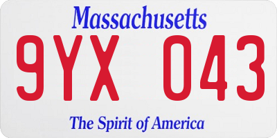 MA license plate 9YX043