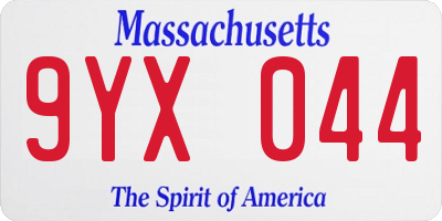 MA license plate 9YX044