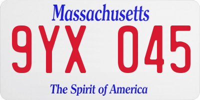 MA license plate 9YX045