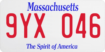 MA license plate 9YX046