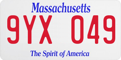MA license plate 9YX049
