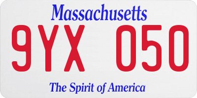MA license plate 9YX050