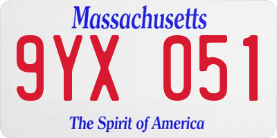 MA license plate 9YX051