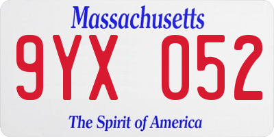 MA license plate 9YX052