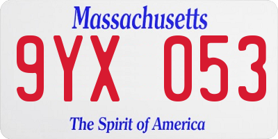 MA license plate 9YX053