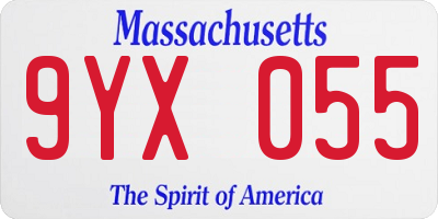 MA license plate 9YX055