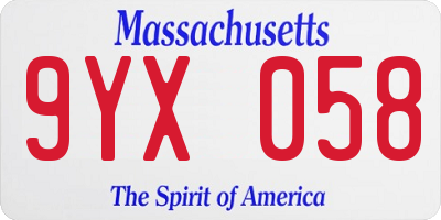 MA license plate 9YX058