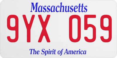 MA license plate 9YX059