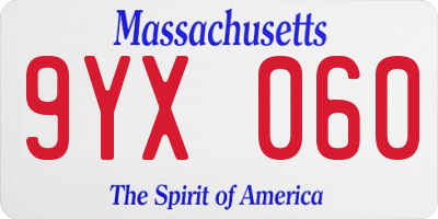 MA license plate 9YX060