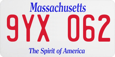 MA license plate 9YX062