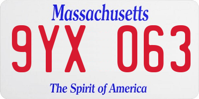 MA license plate 9YX063