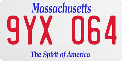 MA license plate 9YX064