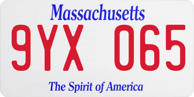 MA license plate 9YX065
