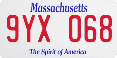 MA license plate 9YX068