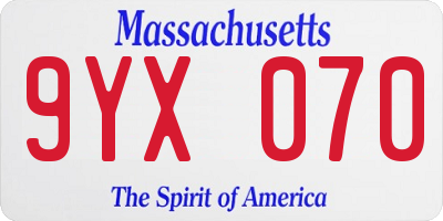 MA license plate 9YX070