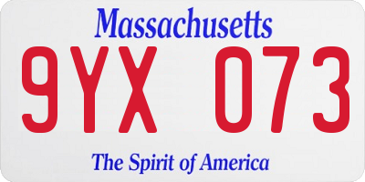 MA license plate 9YX073