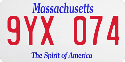 MA license plate 9YX074