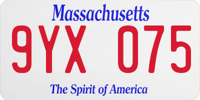MA license plate 9YX075